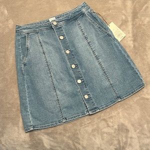 A New Day Button Front Denim Skirt